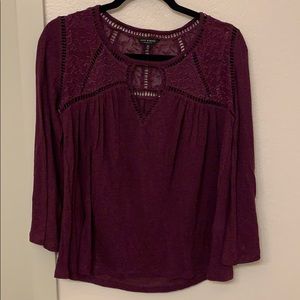 NWOT Plum Lucky Brand Flowy Top with Bell Sleeves